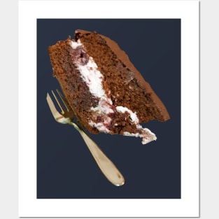 Sweet Food Slice of Chocolate Cake with Fork Posters and Art